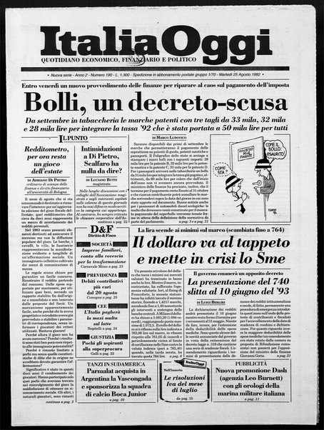 Italia oggi : quotidiano di economia finanza e politica